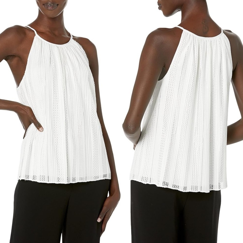 Theory Designer White Halter Cami Top in Mod Lace Women’s Size Medium NWT $295